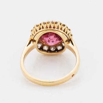 Pink spinel and old-cut diamond ring, French mark, early 1900's.