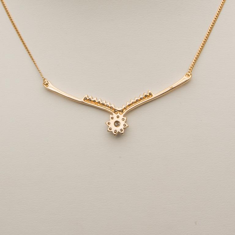 HALSSMYCKE, briljantslipade diamanter, 14K guld.