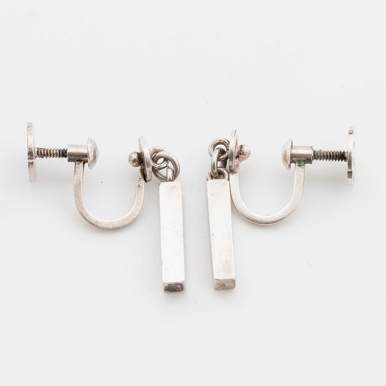 WIWEN NILSSON, a pair of silver ear rings, Lund 1956,