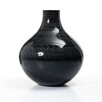 Ingegerd Råman, "Night and Day", a glass vase, Orrefors 2004. Limited edition 32/200.