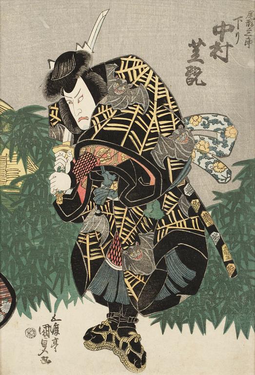 Utagawa Kunisada Kochoro Toyokuni III, Samuraj med svärd.
