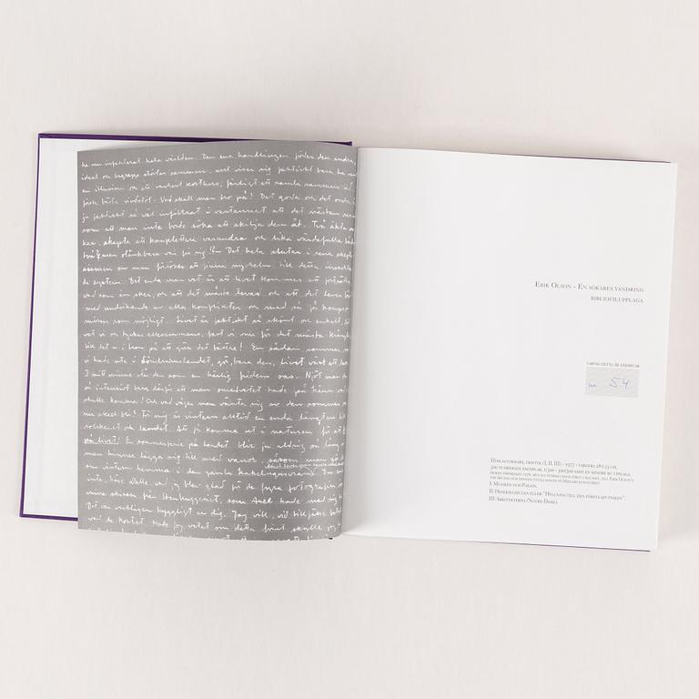 ERIK OLSON, a set of 3 colour lithographs, and a book, signed and numbered.