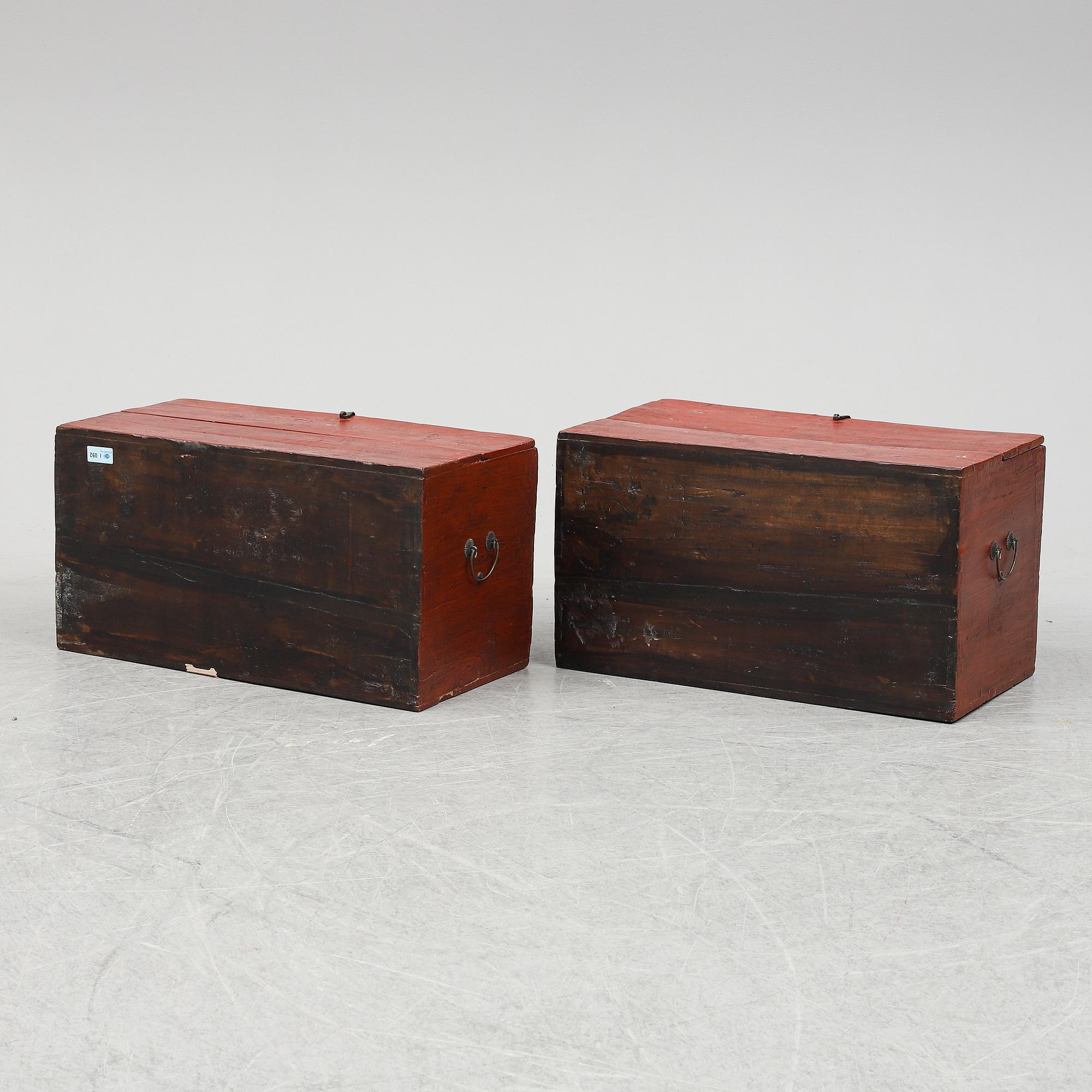 Two Chinese wooden cabinets, 20th century.