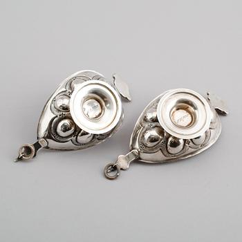 KÅSOR, 1 par, silver, Mattsson, 1968. Vikt ca 139 gram.