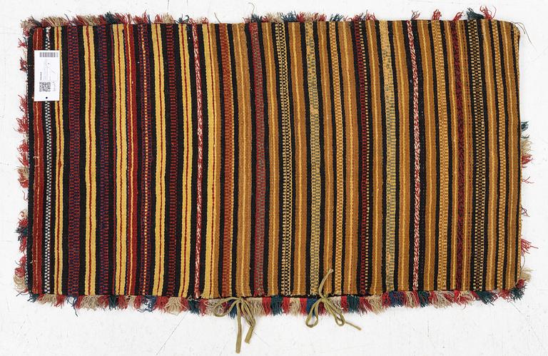 A carrige cushion,  'Genombruten stjärna', flat weave, c 99 x 56 cm, Vemmehög or Torna district, Scania, 1760-1800.