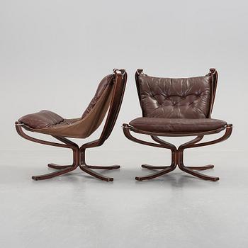 FÅTÖLJER, ett par, "The Falcon Chair", Sigurd Ressell, Vatne Möbler, Norge, 1900-talets andra hälft.