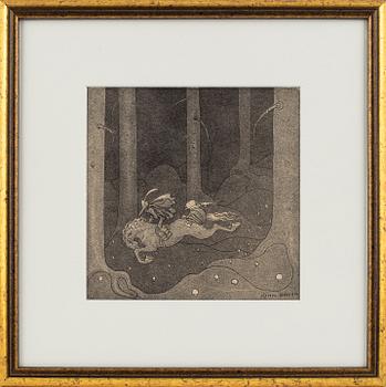 John Bauer, mezzotype, published by, Åhlén & Åkerlunds, Stockholm 1918, bibliophile edition, 166/200.