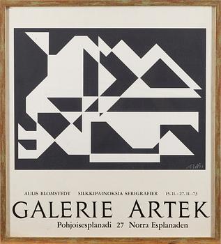 EXHIBITION POSTER, Aulis Blomstedt, Galerie Artek, 15.11.73. Sign. -73.