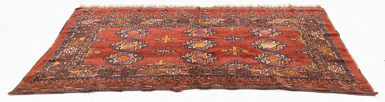 An antique Turkmen Saryk chuval, part silk, Amu Darya region, ca 170 x 112 cm.