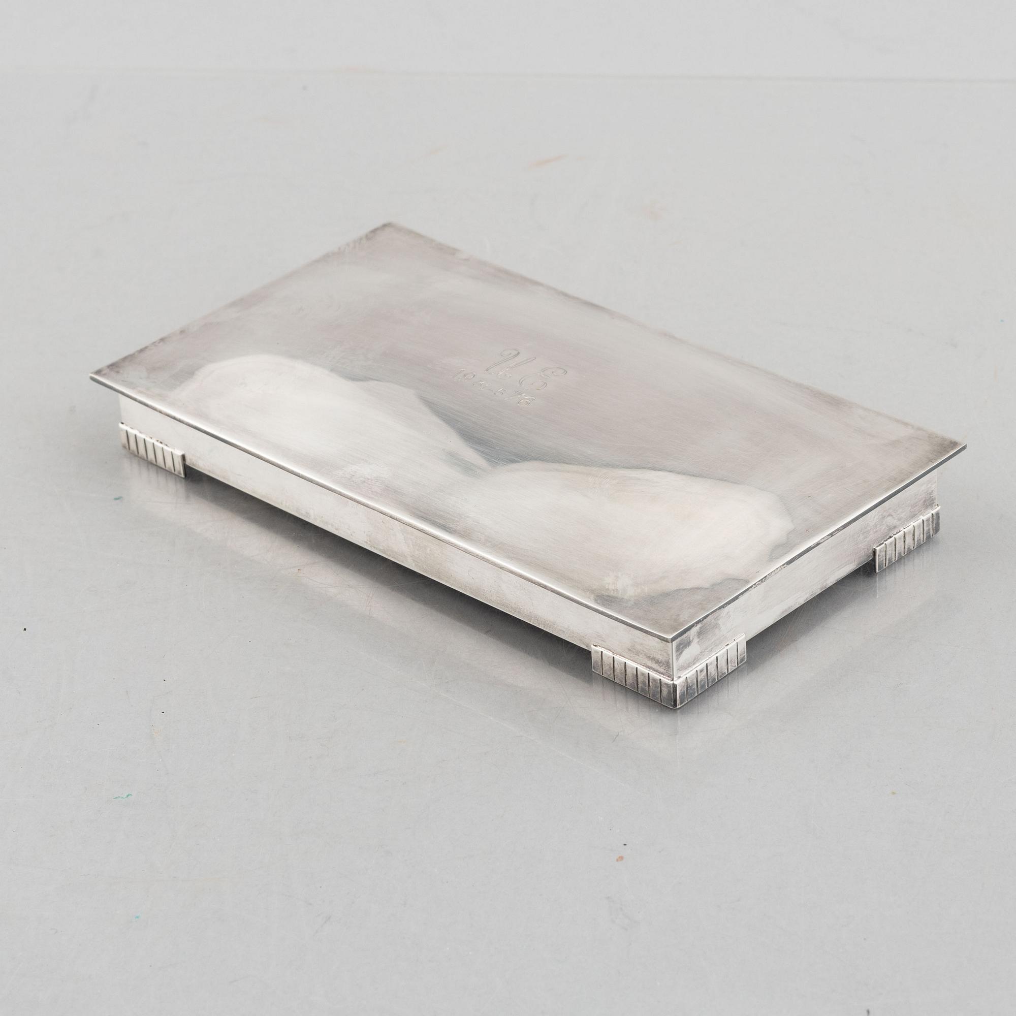 Tenn & Silver Ab, cigarettskrin, silver, Göteborg 1951.