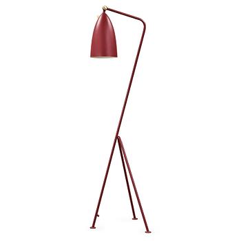 156. Greta Magnusson Grossman, A Greta Magnusson Grossman 'G-33' (Grasshopper) red lacquered floor light by Bergbom's, Sweden 1950's.