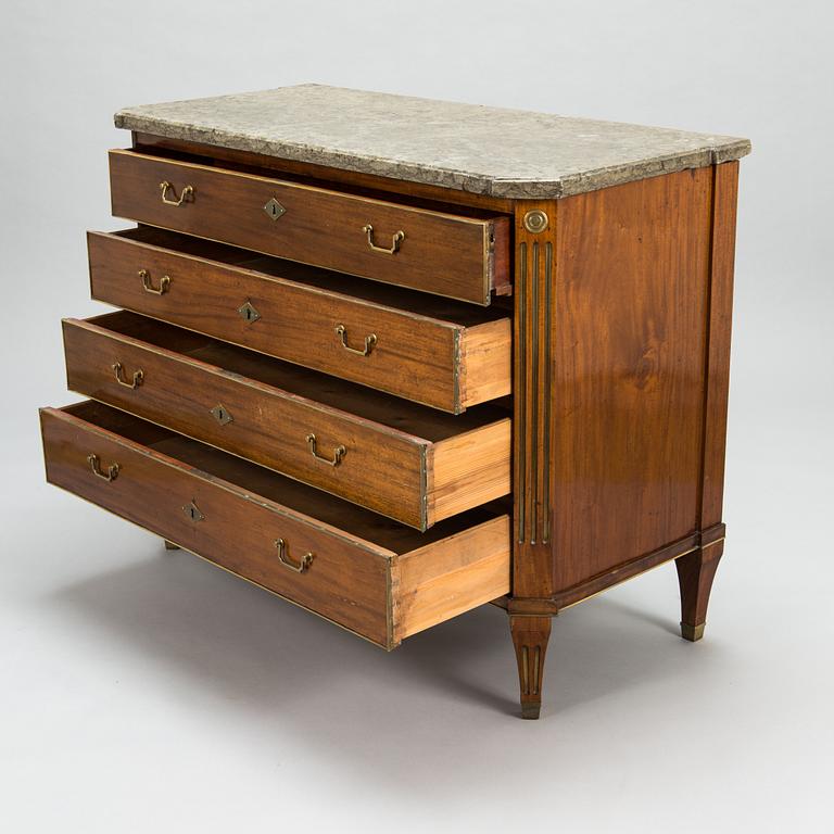 A late Gustavian writing commode by Johan Almgren, master 1798-1805 in Stockholm. Signed.
