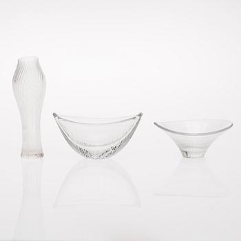 KONSTGLAS, 3 st, signerade Tapio Wirkkala, Iittala.