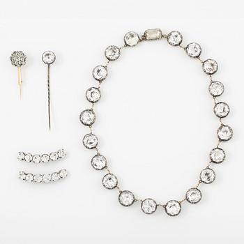 Silver necklace with paste, 19th century.