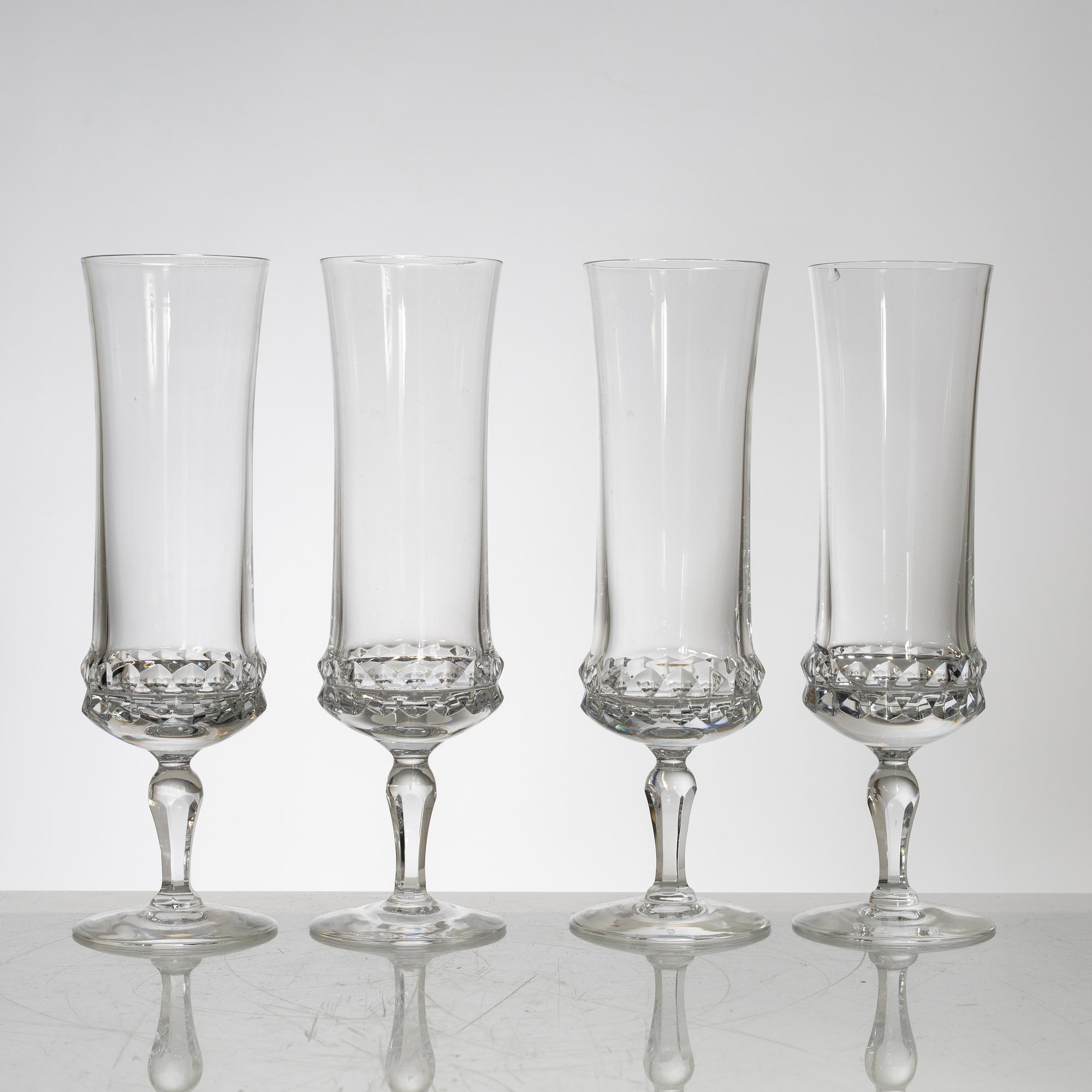 IngeborgLundin, twelve champagne glasses, "Silvia", Orrefors, Sweden.