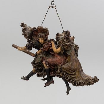 ERNST WAHLISS, sculpture, painted plaster, Turn, Vienna, Austria, circa 1900.