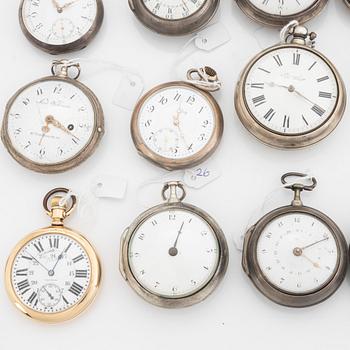 Pocket Watch Collection, 13 pcs, silver/plated gold.