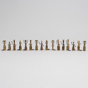 HANS TEPPICH, a set of 16 chess pieces/ biblical miniatures, Israel, 1950's-60's.