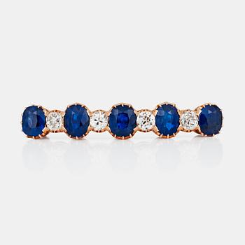 A sapphire and old-cut diamond brooch. Russian hallmark from S:t Petersburg.