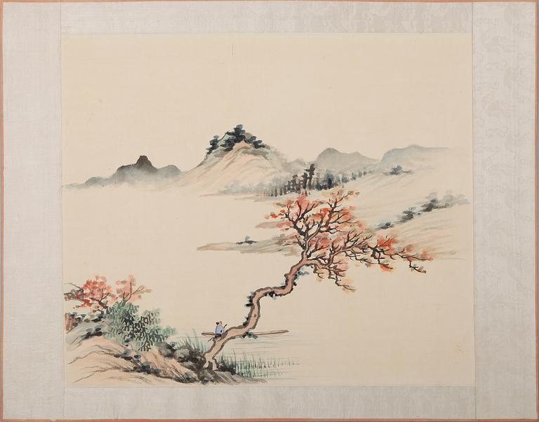 OKÄND KONSTNÄR, mapp med 10 st, gouacher, Japan/Kina, 1900-talets första hälft.