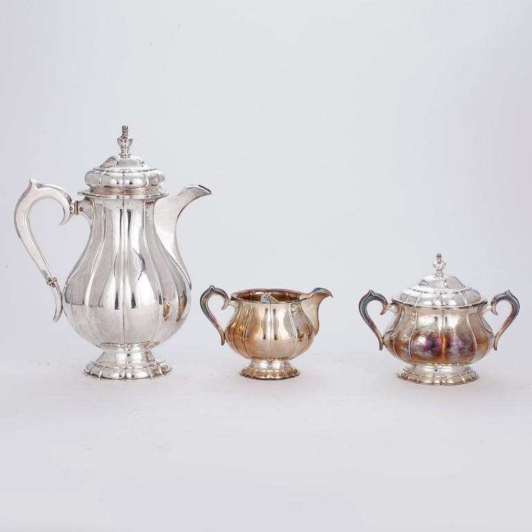 KAFFESERVIS, silver, 3 delar,  NLD & Co, 1932, vikt 1463 gram.