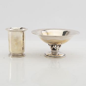 Vase and bowl on foot Silver Heimbürger Denmark 1933 and 1947.