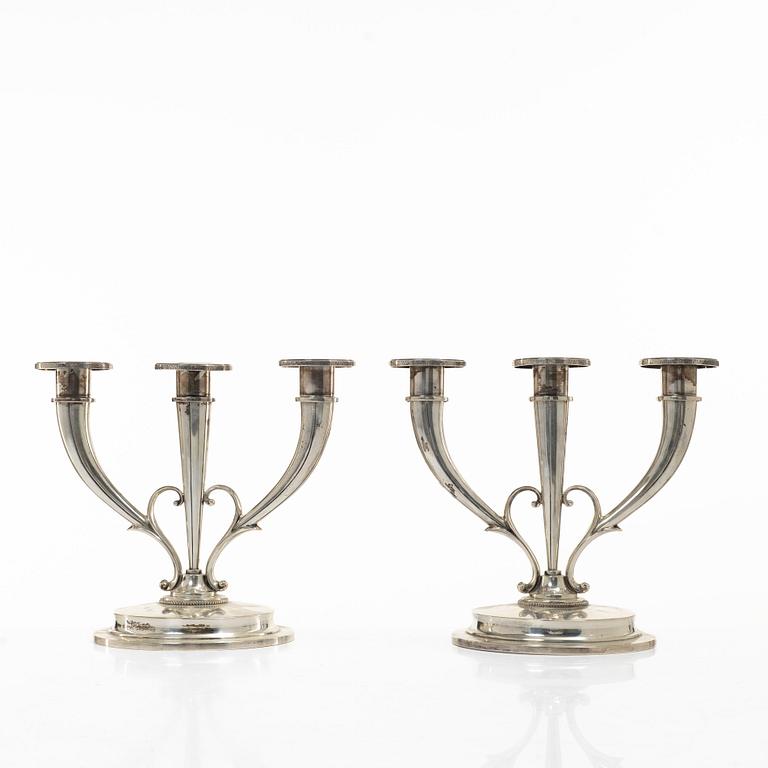 Candelabra, a pair, silver, A Frisch, Norway, first half of the 20th century.