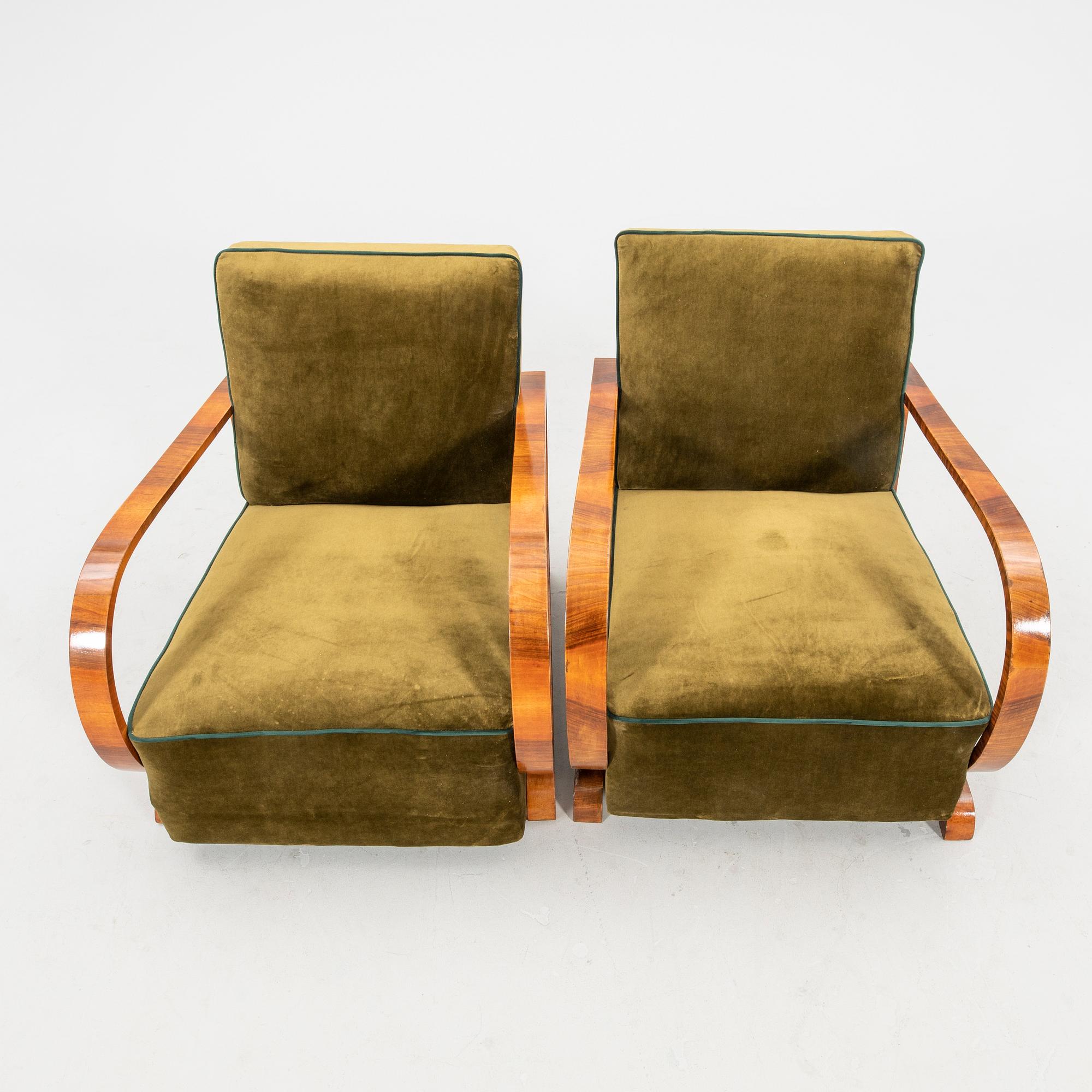 Armchairs, a pair, Art Deco, first half of the 20th century.