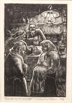 Tuulikki Pietilä, color lithograph and wood engraving, signed, dated, and numbered 1946 4/10 and 1955 4/7.