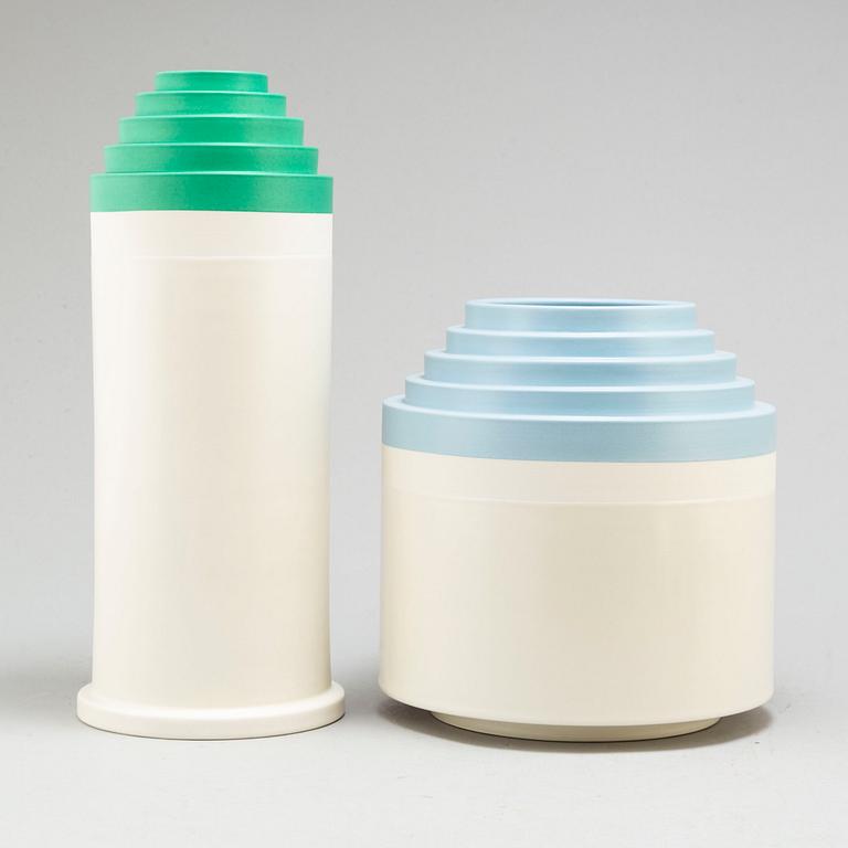 ETTORE SOTTSASS, 2 vases from Bitossi Ceramiche, 21st century.