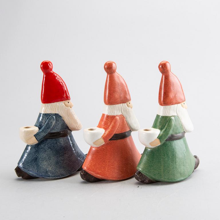 LISA LARSON, Figurines/Candleholders, 3 st, stoneware, Gustavsberg.