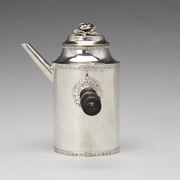 A Swedish Gustavian silver coffee-pot, mark of Erik Lemon, Uppsala 1782.