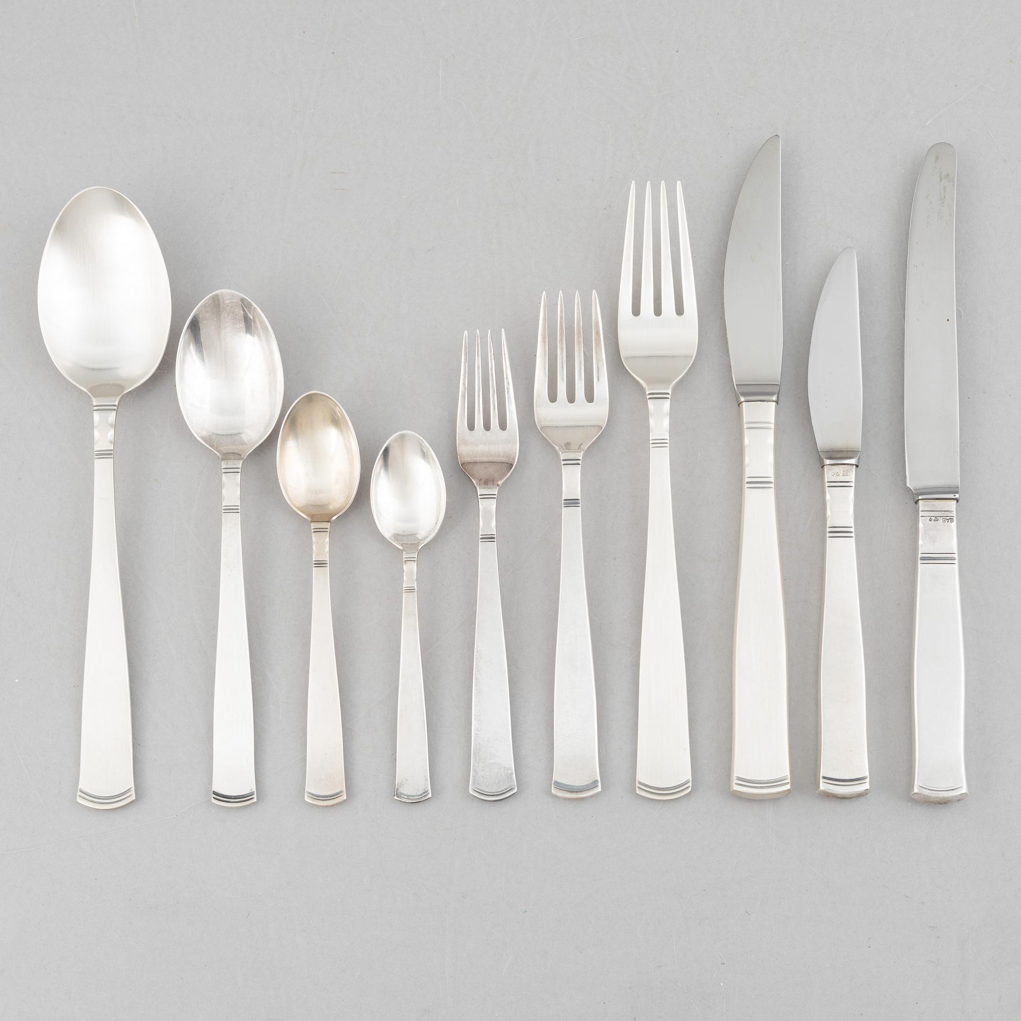 Jacob Ängman, a silver cutlery service, "Rosenholm", GAB (84 pieces).