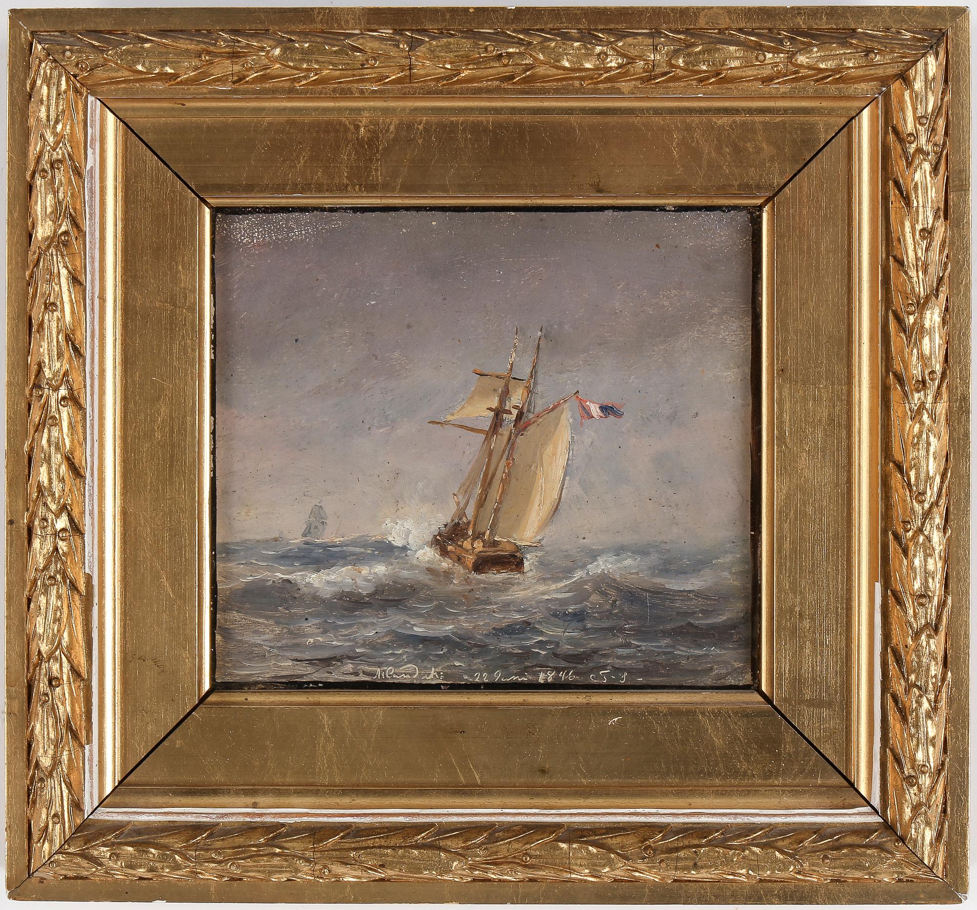 OKÄND KONSTNÄR, olja på duk. Otydligt signerad och daterad 1846.