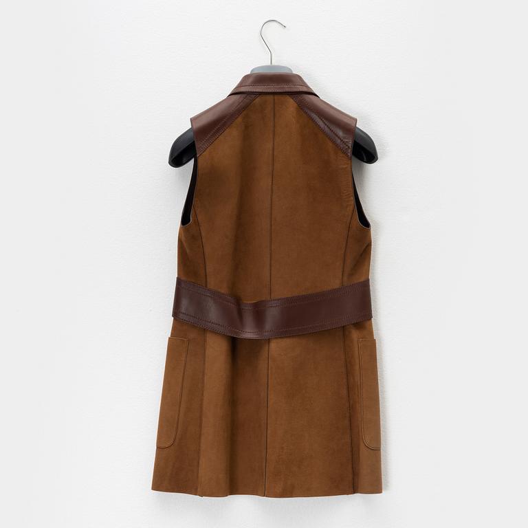 Prada, a leather and suede vest, size 38.
