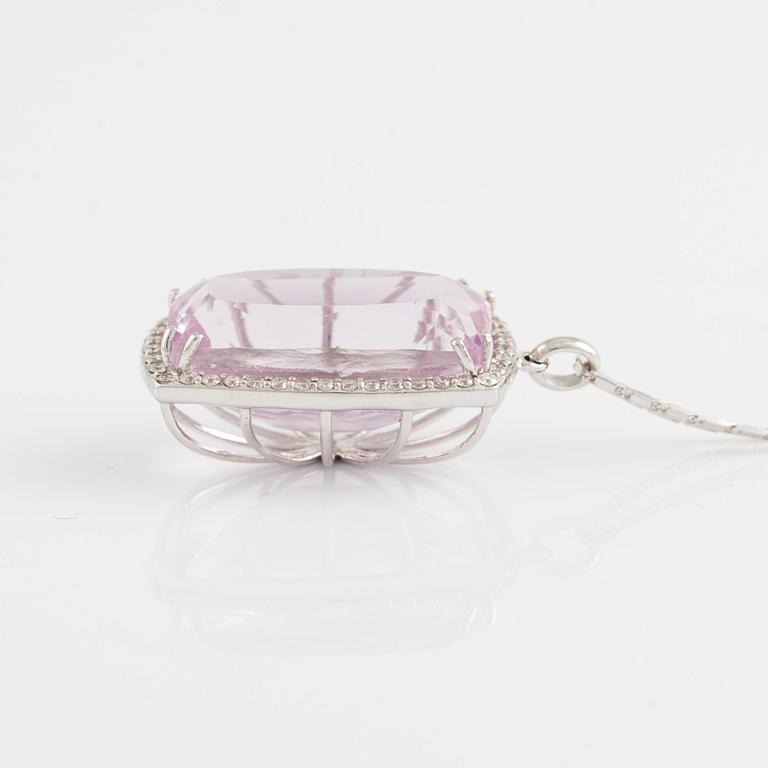 Kunzite and brilliant cut diamond necklace.