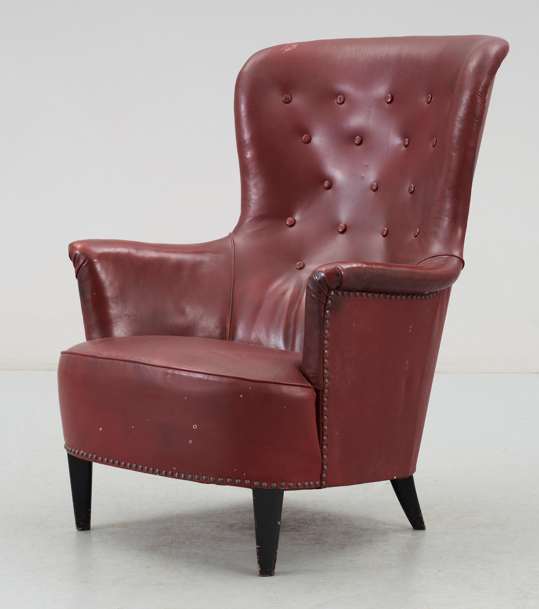 FÅTÖLJ, "Rundrygg", Carl Malmsten.