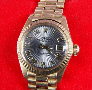 DAMARMBANDSUR, Rolex Oyster Perpetual Datejust, 18 K guld.