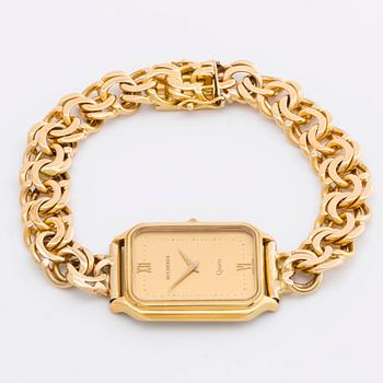 ARMBANDSUR BUCHERER 18K guld och stål, 26 x 30 mm, 956526, quartz, m 18K bismarck-länk monterad senare.