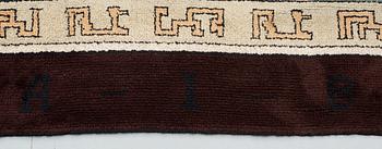 CARPET. Knotted pile (Flossa). 543 x 307,5 cm. Signed Fo SY (?) 1927 (Einar Forseth).