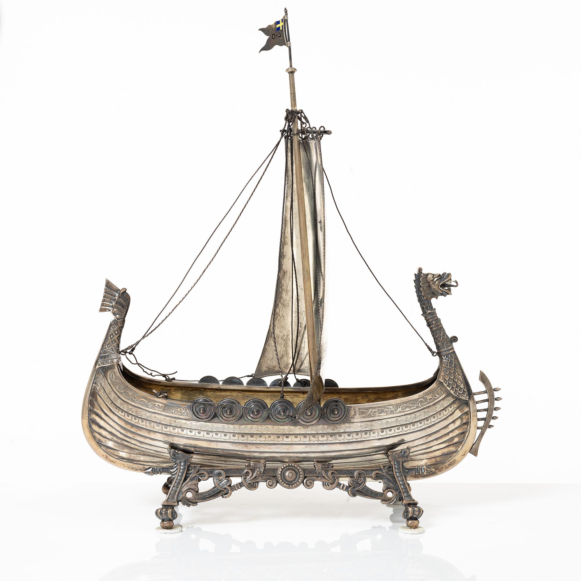 Karl Anderson, a silver viking ship figurine, Stockholm 1905.