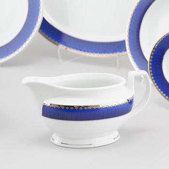 41 pieces of porcelain tableware, model "Christineholm" or "Marianne Royal Blue", 21th century.