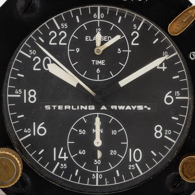 WAKMANN WATCH Co, "Sterling Airways", Chronograph, airplane dashboard clock, 84 mm,