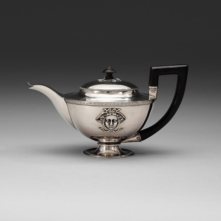 A Swedish 19th century silver tea-pot, marks of Adolf Zethelius, Stockholm 1815.