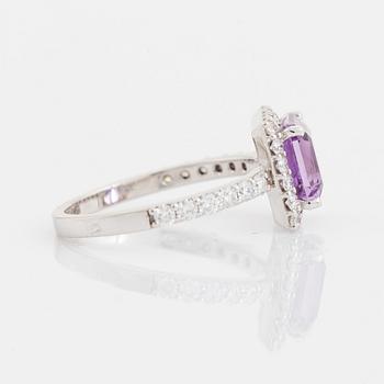 Amethyst and brilliant cut diamond ring.