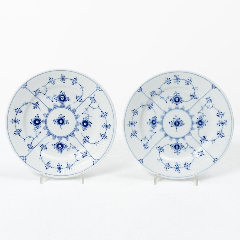 Royal Copenhagen, Three pairs of 'Blue fluted' porcelain plates, 'Musselmalet', second part of the 1900s.