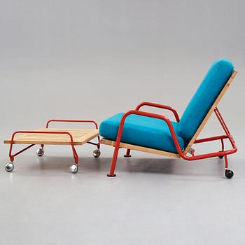 HANS J WEGNER, fåtölj, med fotpall, "GE 440" utställningsexemplar för Getama, Danmark 1968-69.
