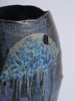 Eva Bengtsson, a stoneware floor vase, own studio, Frillesås, around the year 2000.
