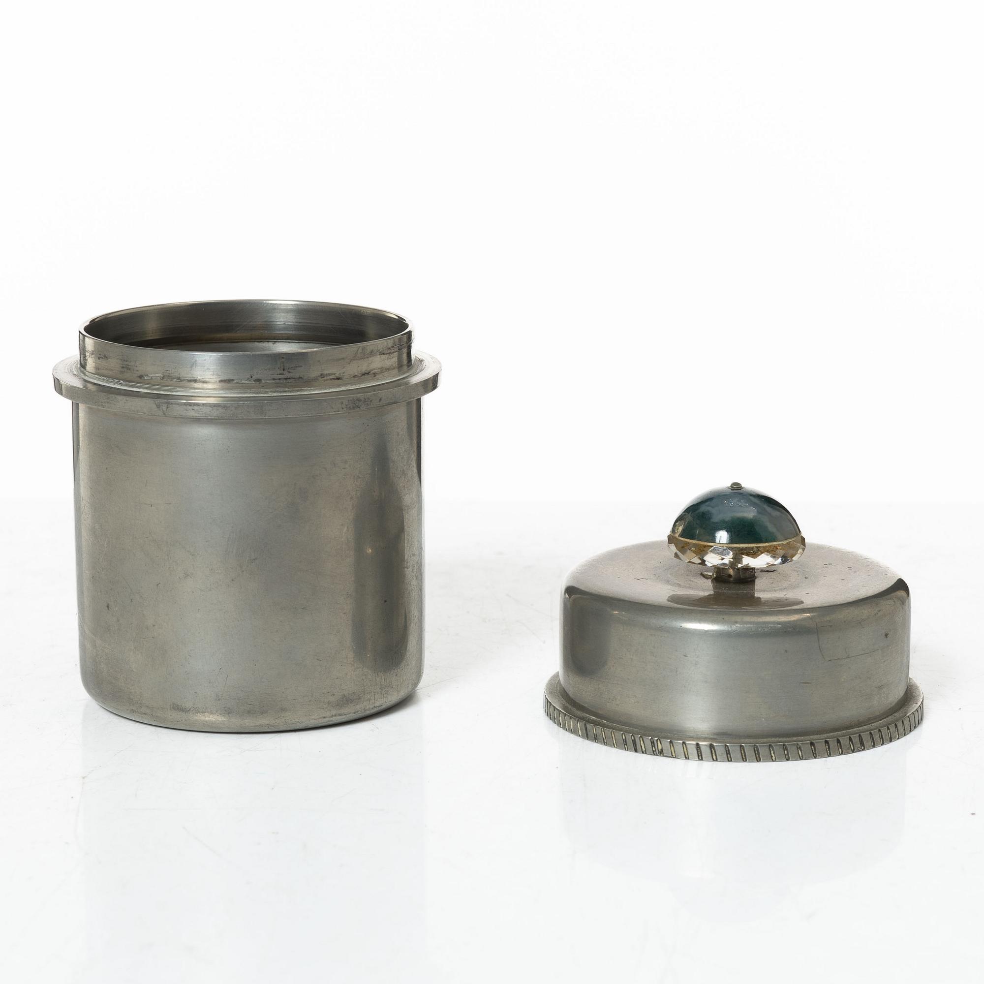 Firma Svenskt Tenn, probably Estrid Ericson & Nils Fougstedt, a pewter lidded jar, Stockholm, 1954.