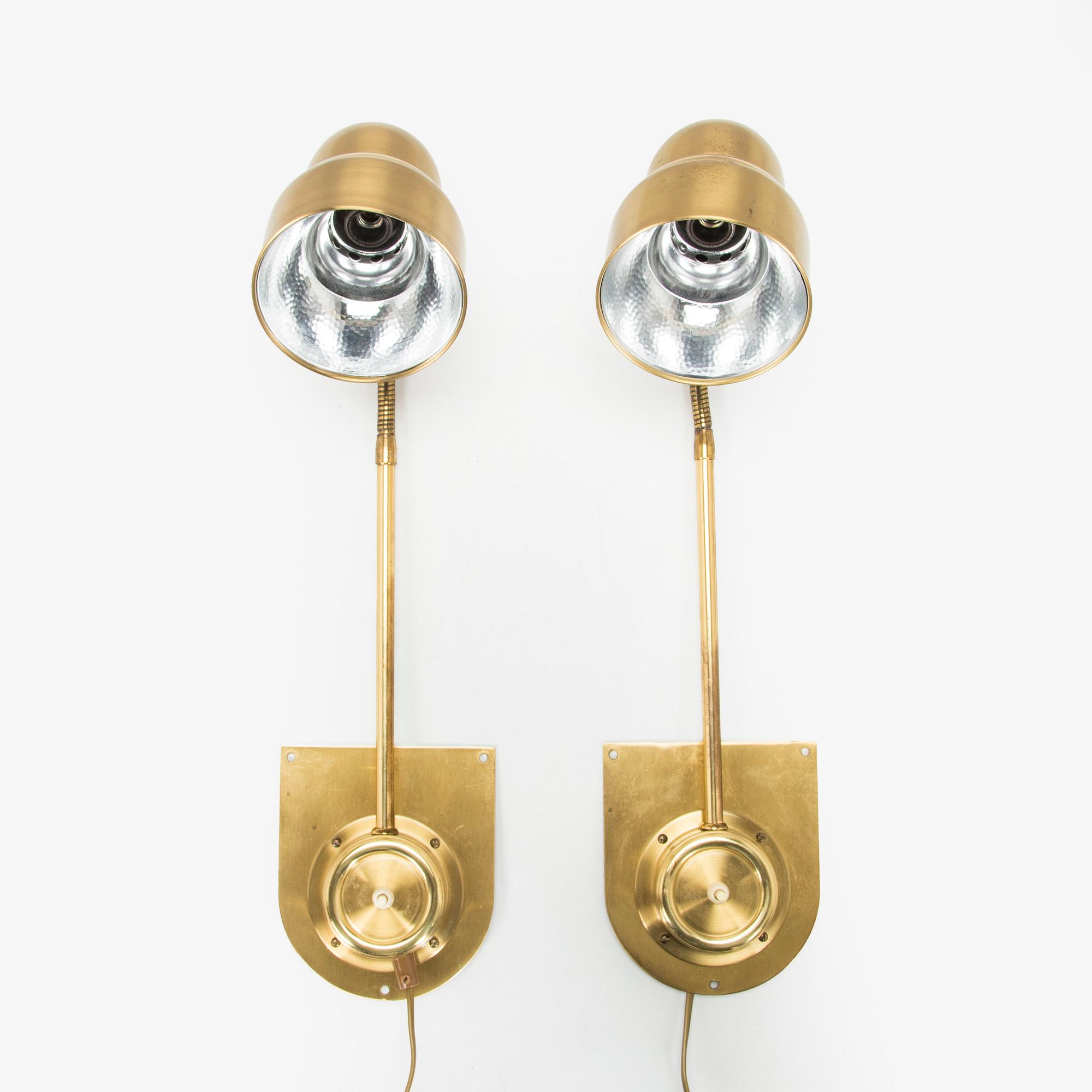 A pair of 1970s wall lights, EWÅ, Värnamo.